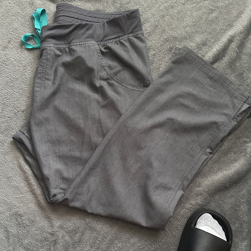 Figs Charcoal Kids Joggers with Teal Accent
